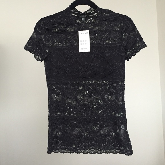 Bebe crew neck lace top