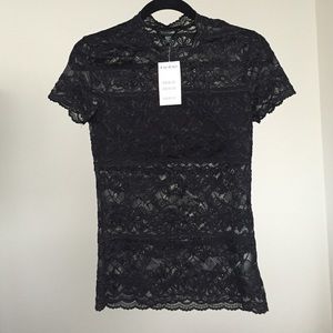 Bebe crew neck lace top