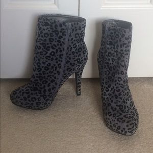 Gray Leopard Print Booties/Heels