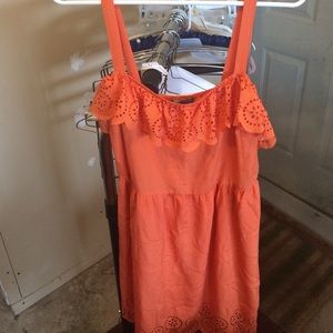 Orange Beautiful eyelet accent designer sundress