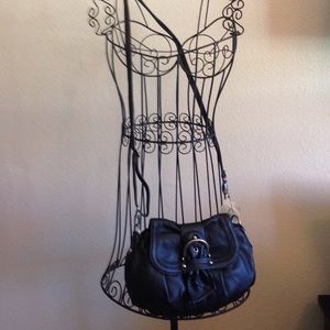 Very versatile black vegan leather cross body