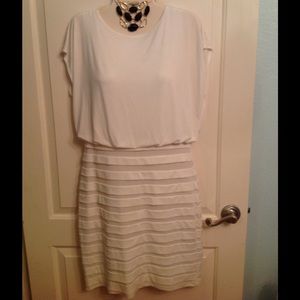 Cream formed bottom and bloused top dress