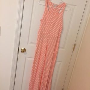 Peach & White Maxi Dress