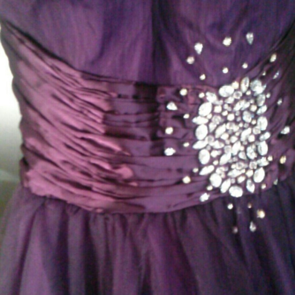 Purple Strapless Jeweled Dress - Picture 3 of 3