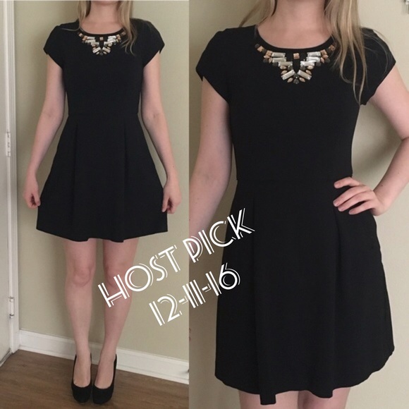 Banana Republic Dresses & Skirts - Banana Republic black embellished fit flare dress