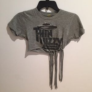 Crop and cut band tee