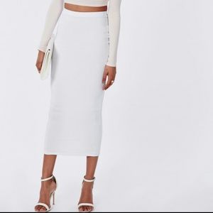 longline jersey midi skirt white