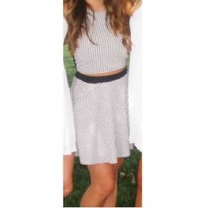 Black and white checkered print top