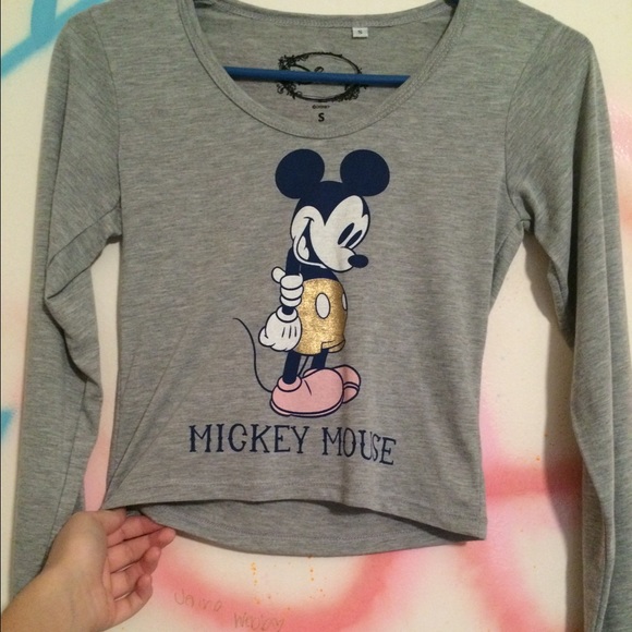 LONG SLEEVE MICKEY MOUSE CROP TOP