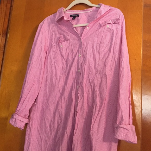 Pink and white pinstripe t shirt dress