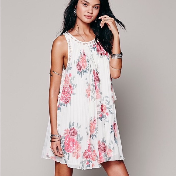 Free People Floral Pleated Tent Dress