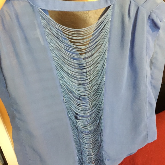 Blue chiffon sexy shirt.