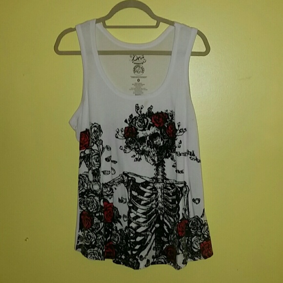 Grateful dead skull & roses tank top