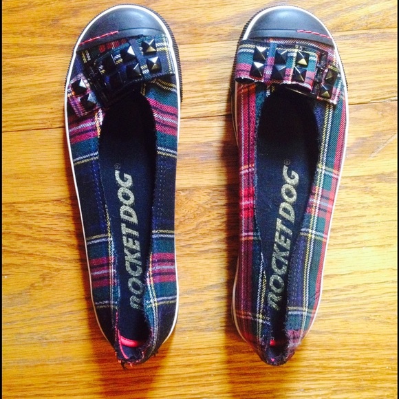 Plaid Rocket dog flats with studs