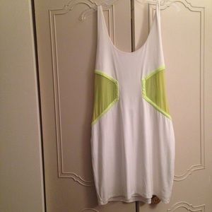 White and lime green Bebe dress