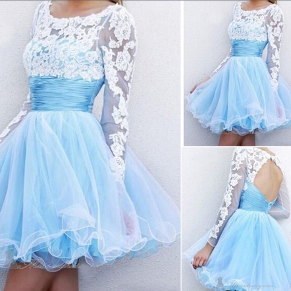 Baby Blue and White Lace Dress