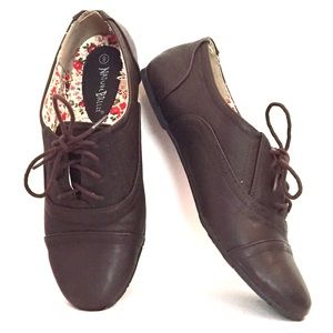 🎁SALE🎁Dark Brown Lace-Up Oxford Flats