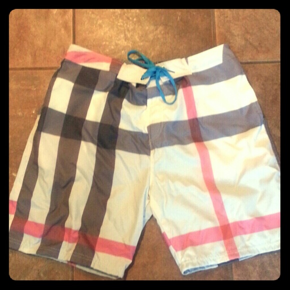Men's Burberry Plaid Swim Trunks Shorts