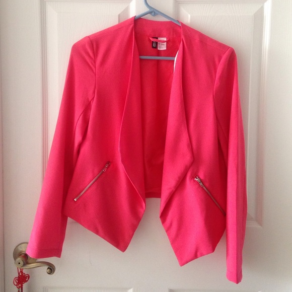 H&M Hot Coral Pink Crepe Jacket Worn Once