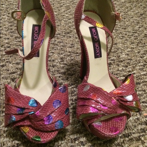 Mojo Moxy Pink Polka Dot Peek Toe Shoes