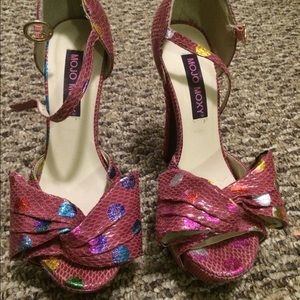 Mojo Moxy Pink Polka Dot Peek Toe Shoes