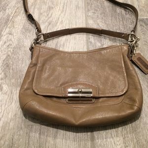 Tan leather coach purse