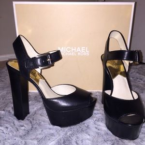 Michael Kors leather peep toe heels!