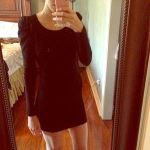 Puffy shoulder sweater dress