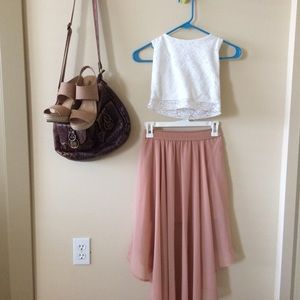 Forever 21 . Pink/Nude High-Low Skirt