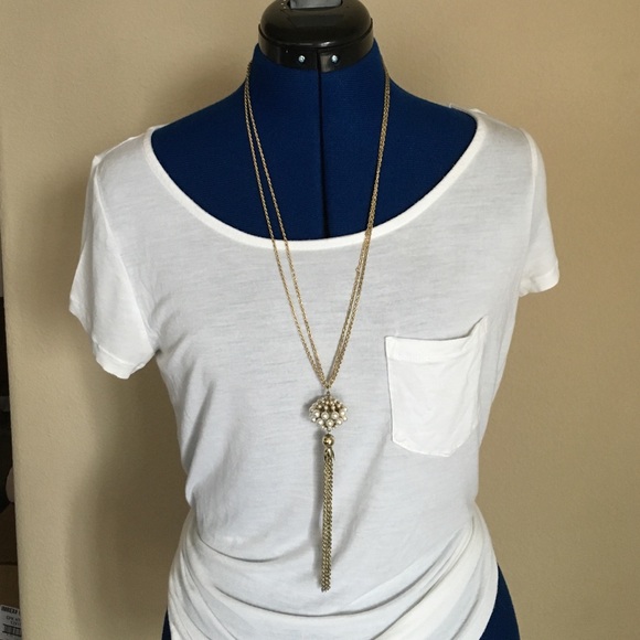 Long gold necklace