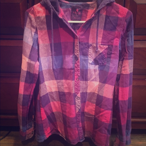 Bright button up with hood