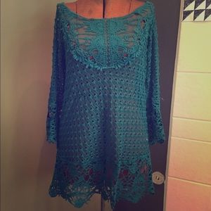 Knit lace crochet flowy tunic worn twice