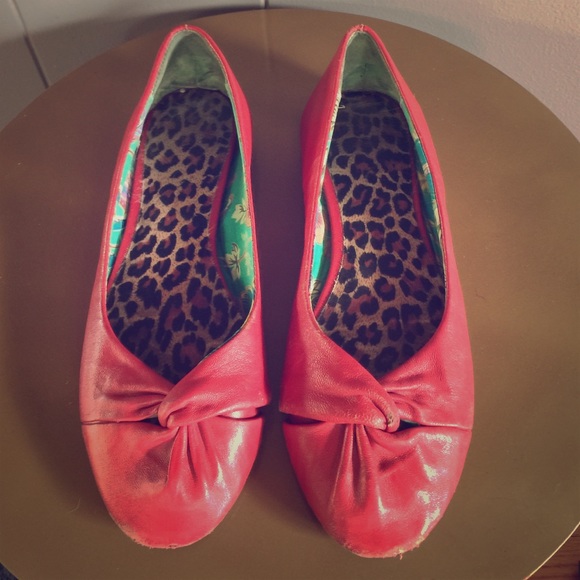 Anthropologie Red Twist Ballet Shoes