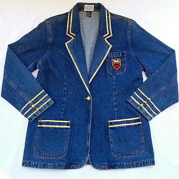 Vintage Jackets & Blazers - 🚫SOLD🚫Vintage Gold Trimmed Denim Blazer Vintage Jackets & Blazers - 🚫SOLD🚫Vintage Gold Trimmed Denim Blazer