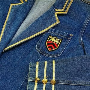 Vintage Jackets & Coats - 🚫SOLD🚫Vintage Gold Trimmed Denim Blazer Vintage Jackets & Coats - 🚫SOLD🚫Vintage Gold Trimmed Denim Blazer
