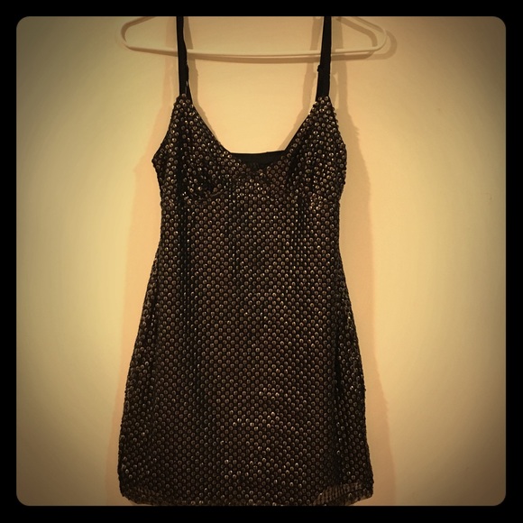 ♥️ Zara Black Tank Mini With Gold sequins