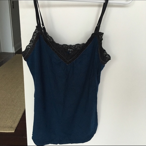 Express Blue Patterned Camisole with Black lace