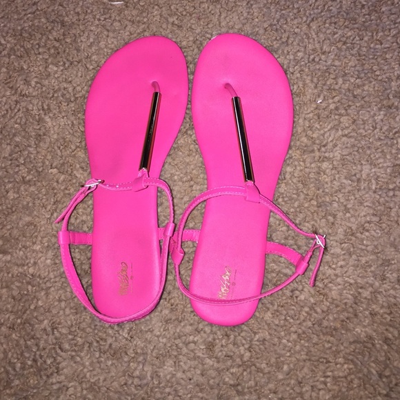 HOT pink/ gold sandals