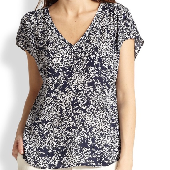 NWT Joie Suela navy silk blouse XS - Picture 1 of 4