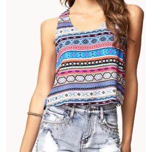 Forever 21 Crop Top Tribal Print