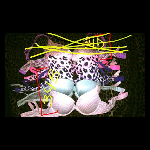 4 VS Pink Push up Bras size 34B