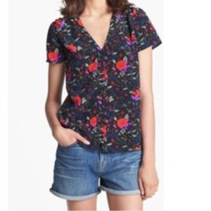 Joie Terraline silk floral blouse size Small