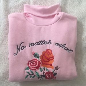 Pink Rose Turtleneck Sweater