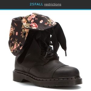Dr marten high top boots with floral interior