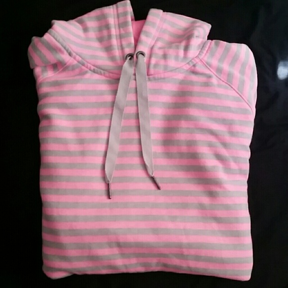 Bright pink & grey striped sweater