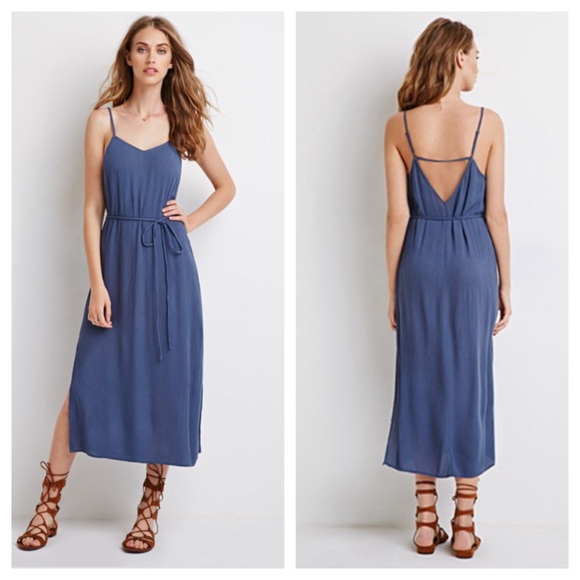Urban Outfitters Dresses & Skirts - F21 NWOT Blue Midi Dress side Slits
