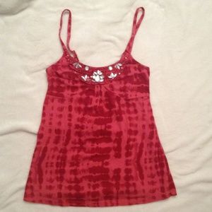 LC Lauren Conrad Jeweled Tank Top in Red Tie Dye