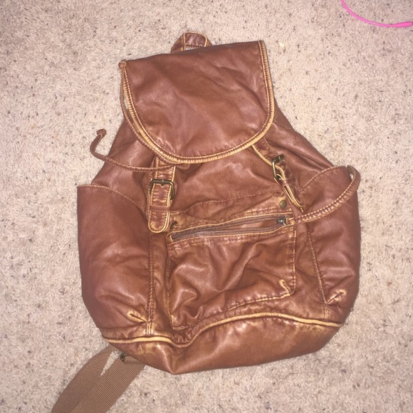 Bohemian brown leather backpack
