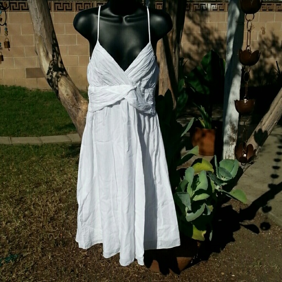 White spaghetti strap crinkle dress