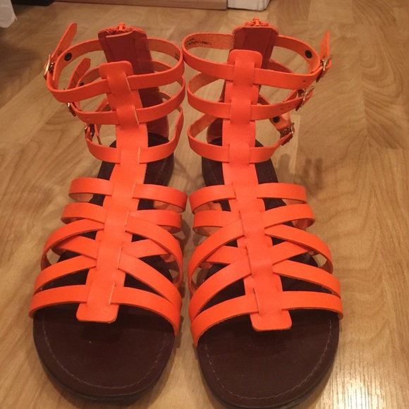 Orange gladiator sandals